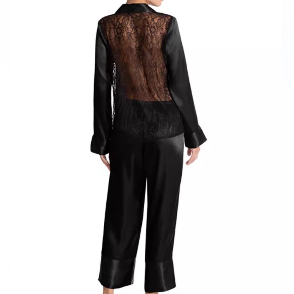 In Bloom by Jonquil Lace Back Cropped Satin Pajama Set